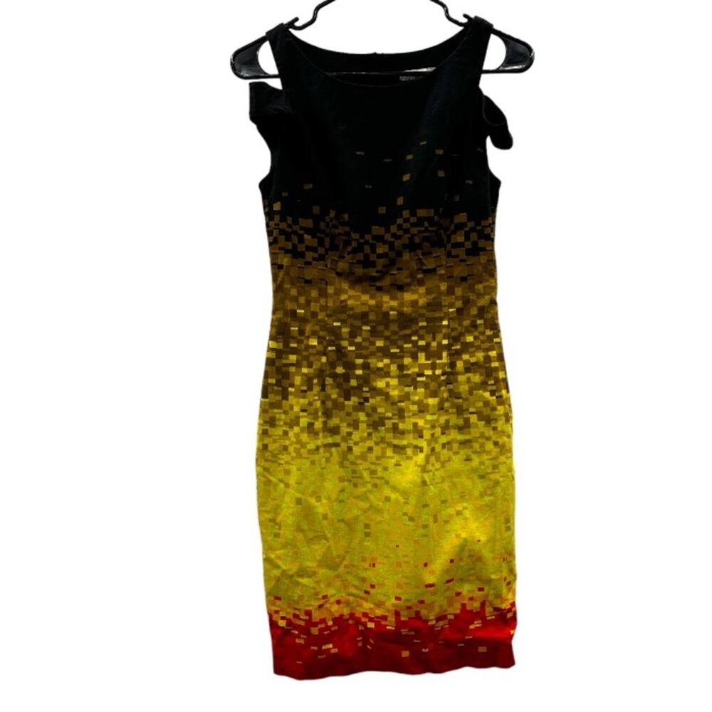 Karen Millen Black Ombre Colorful Block Print Sleeveless Mini Dress Size 4